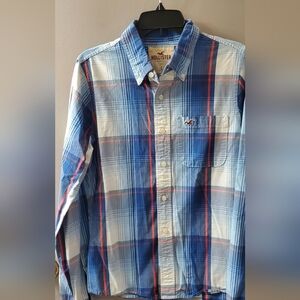 Hollister Men's Blue and Red Plaid Shirt